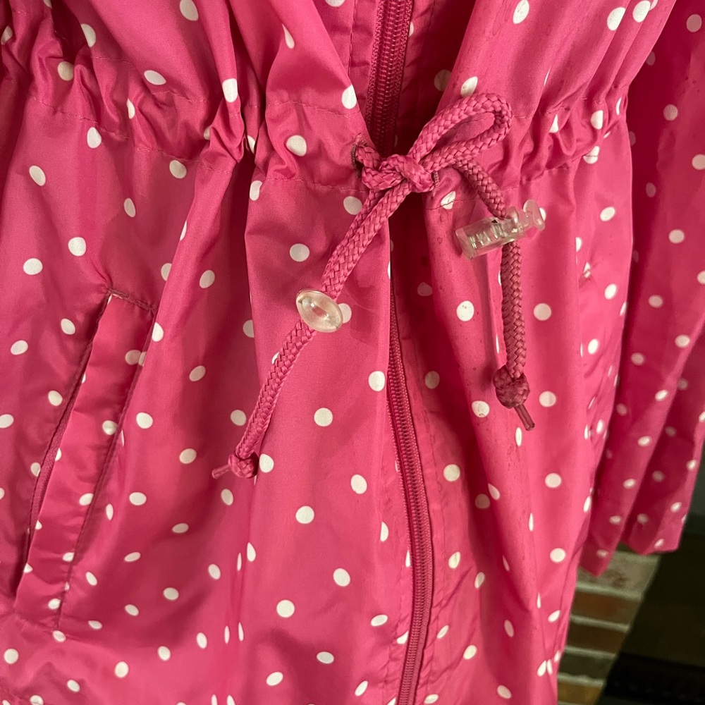 WEATHER TAMER Pink Polka Dot Hooded Parka In A Pocket Jacket  6 NWOT - Picture 6 of 10
